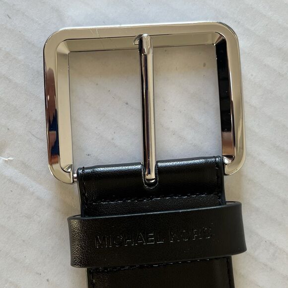 Michael Kors Wide Black Leather Belt Studded Stretchable Size L-XL Preppy Metal main image 11